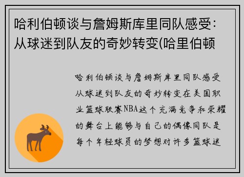 哈利伯顿谈与詹姆斯库里同队感受：从球迷到队友的奇妙转变(哈里伯顿 虎扑)